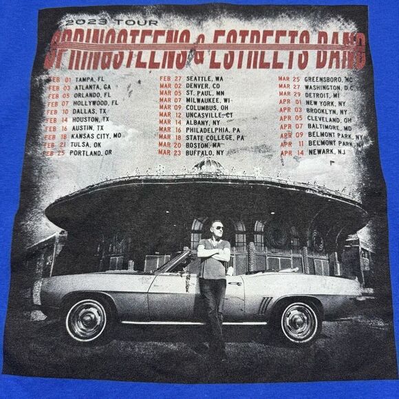 Bruce Springsteen and the Estreet Band 2023 Tour T Shirt Mens L Blue Double Side - Picture 8 of 10